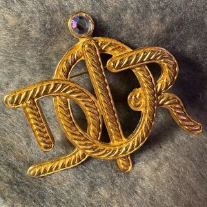 Dior Gold plated 80’s Textured Brooch! Vintage!